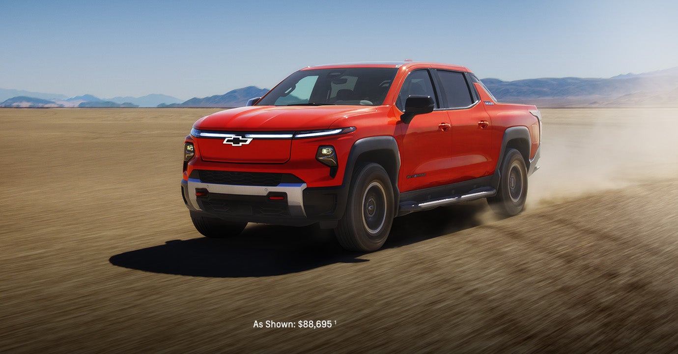 2026 Silverado EV driving in the desert